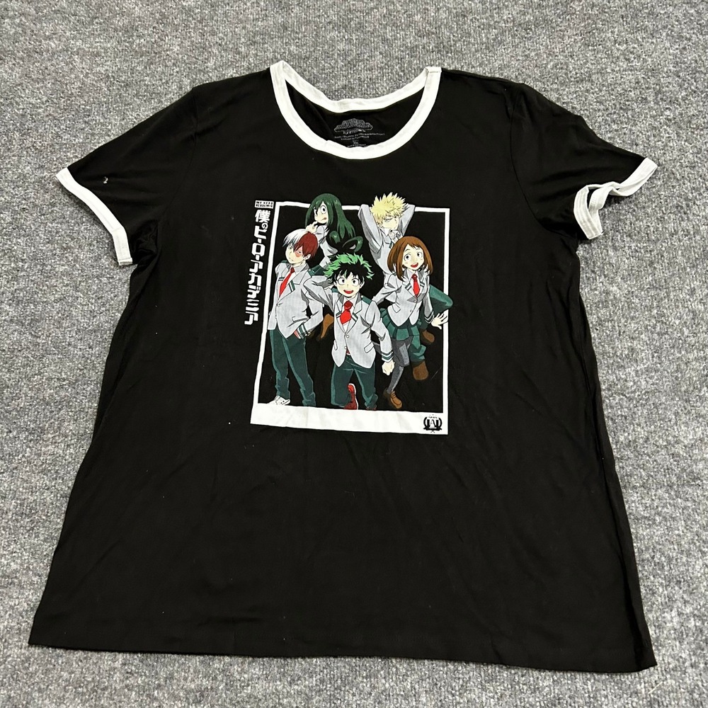 My Hero Academia T-Shirt Womens Size 2XL Black Ringer Graphic Anime Funimation